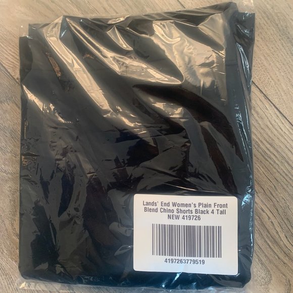 NWT LANDS' END UNIFORM WOMEN'S PLAIN FRONT CHINO SHORTS BLACK 4T, 14T (TALL) - Picture 4 of 9